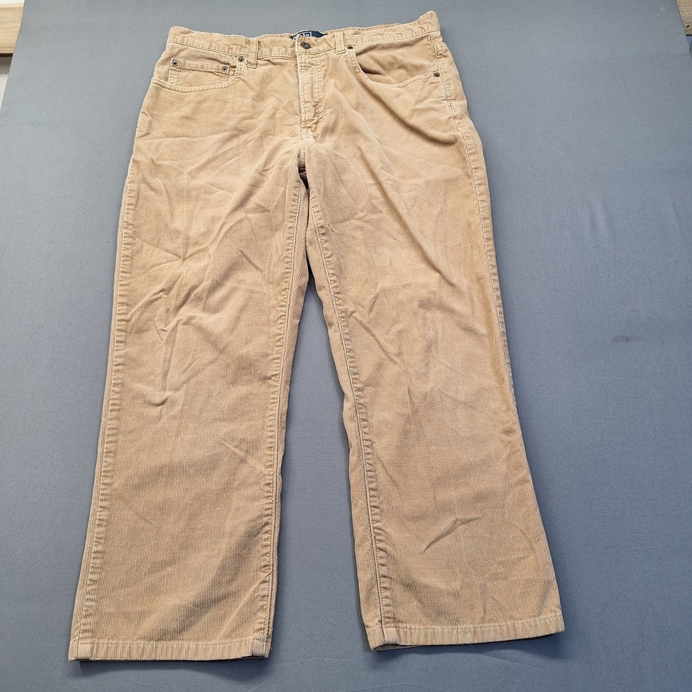 Polo Ralph Lauren Mens Tan Beige Corduroy Straight Leg Pants 34x26
